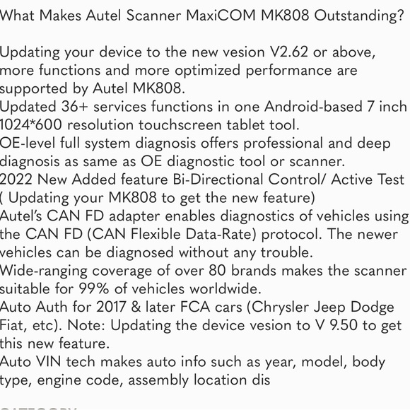 Autel MaxiCOM MK808 OBD2 Scanner Bidirectional Diagnostic Tool Key Coding TPMS - Picture 11 of 11